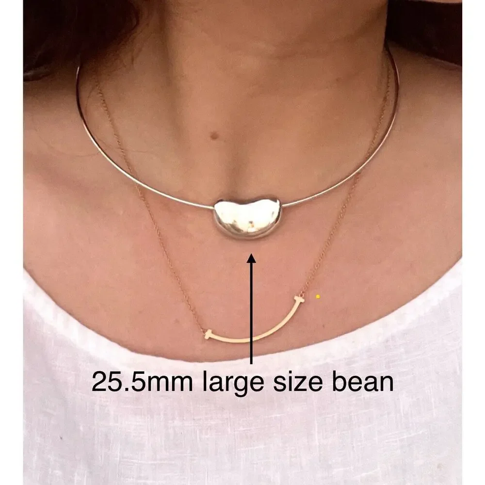 Vintage Tiffany & Co. Silver Elsa Peretti LARGE Bean Wire Hook Necklace Choker - Picture 1 of 7